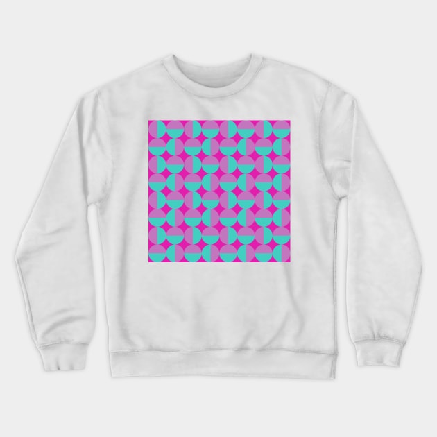 pink blue and purple mid century geometrical pattern Crewneck Sweatshirt by pauloneill-art